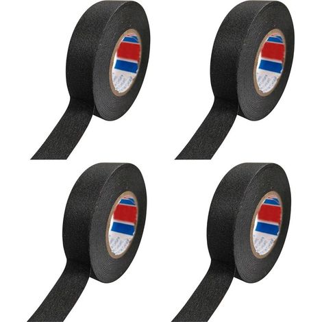 Sollbry 4 Stück schwarzes Kfz-Klebeband (1,5 cm x 12 m) – Kfz-Gewebeband, Hochtemperatur-Klebeband, Hochleistungs-Klebeband, Stoffband, Kabelbaumband (1/5)