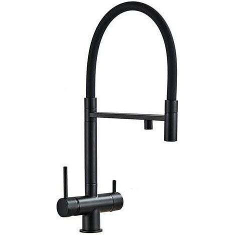 Robinet d'osmose inverse 3 voies, extensible, design élégant, rotatif, de la série Helios, noir (1/5)