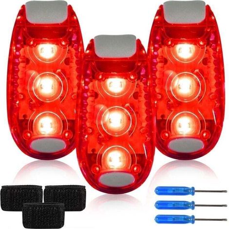 Lot de 3 cartables clignotants LED, Attaches fournies/lumières pour la course à pied, Lumière de sécurité pour enfants - Sac à dos - Jogging - Poussette [Classe énergétique A+]