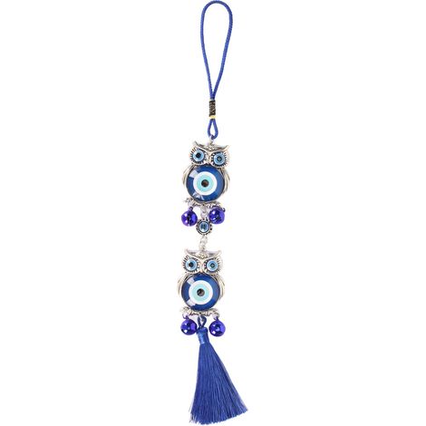 Porte-bonheur Hibou Yeux Bleus Attire Richesse Amulette Décoration Rétroviseur Voiture Suspendue Bureau Intérieur (1/5)