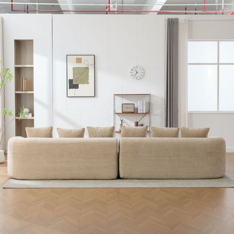 Canapé modulaire compressible en chenille, base antidérapante pour salon et pièces intérieures, couleur khaki clair antidérapant (1/5)
