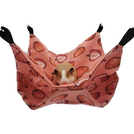 Hamac Pour Petit Animal - Laine Polaire Douce - Design Double Étage Avec Crochets - Pour Cage De Rongeur - 1 Pièce (1/5)