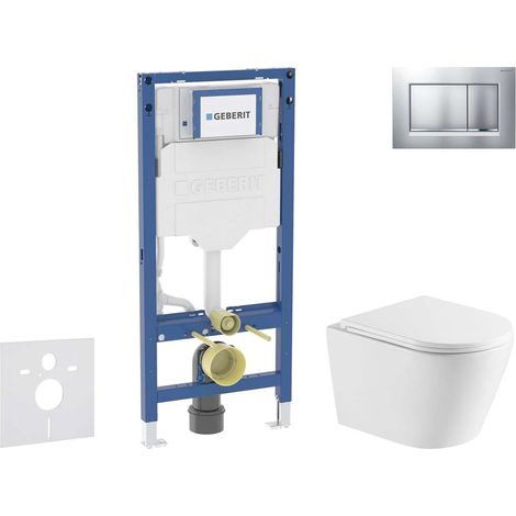 Geberit Duofix - Set de bâti-support, cuvette Nefia et abattant softclose, plaque de déclenchement Sigma20, chrome mat/chrome SANI11CA2106