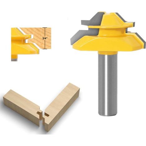 AGE 45 Degrés Lock Mitre Router Bit 12,7mm, APLUS Fraise à Bois, Fraise à Rainurer, Tenon Joint Cutter Pour Outil de Coupe du Bois Pour Machine de Gravure, Machine de Décogeupa (1/5)