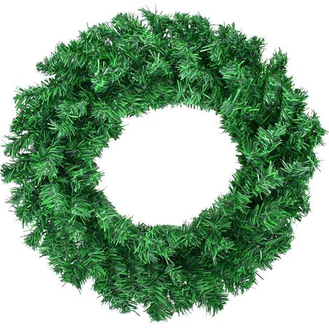 Künstlicher Weihnachtskranz, Adventskranz, Weihnachtsdekoration, Weihnachtsgirlande, Fichtenkranz-Dekoration für den Innen- und Außenbereich, Tür-, Wand-, Fenster- und Kaminrahmen (50 cm) (1/5)