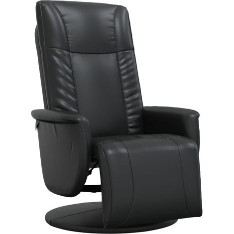 Fauteuil relax Fauteuil inclinable avec repose-pieds noir similicuir (1/5)