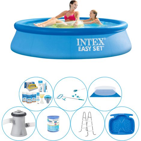Paquet de piscine tout en 1 - 8 pièces - Intex Easy Set Ronde 244x61 cm - OFFRIR (1/5)