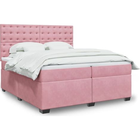 Boxspringbett mit Matratze Rosa 200x200 cm Samt (1/5)