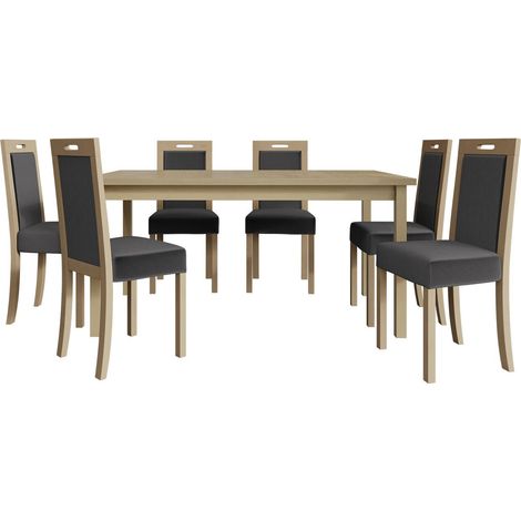 Conjunto de mesas y sillas para comedor Victorville 262, Roble Sonoma, 76x92x160cm, Diámetro: 0, Número de asientos: 4, Estilo: Contemporary
