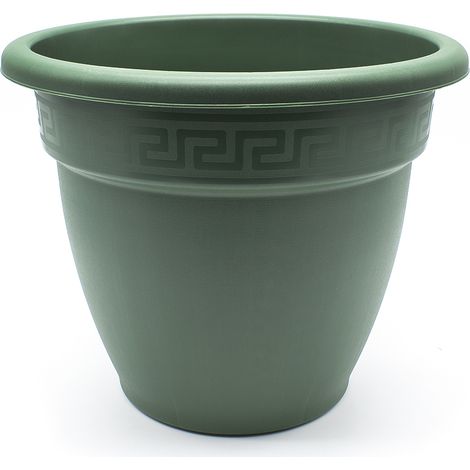 PLASTICFORTE maceta redonda 35x35x28,5 cm verde , Maceta redonda 35 cm VerdePlástico de alta calidad reutilizable y reciclableResistente, duradero y fácil de limpiarApt (1/4)