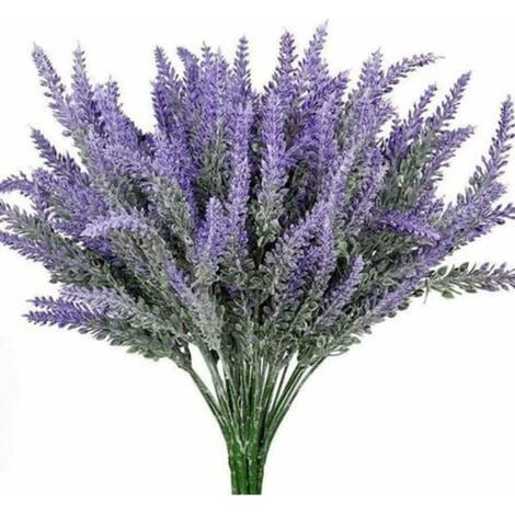 Fleurs de lavande artificielles, fleurs artificielles, buissons violets, buissons verts, parfaits pour les bouquets, couronnes, pots, balcons, terrasses et maisons-AquaForge (1/4)