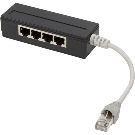 RJ45-Adapter 4-Port-LAN-Splitter 15 cm passiv geschirmt Pin 1:1 (1/5)