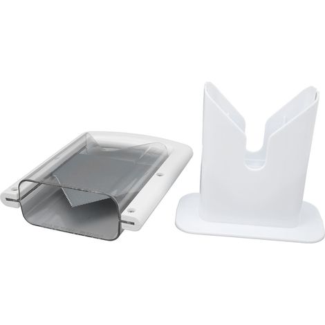 Coupe-bagels manuel en plastique blanc avec protection de sécurité et poignée ergonomique pour trancher le pain