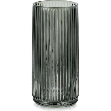 Vase à fleurs en verre - 20 cm - Gris - Pour décoration de table (1/5)