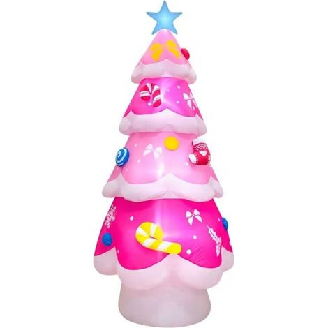 Décoration de sapin de Noël gonflable de 2,1 m avec lumière LED - Grand arbre de Noël gonflable pour intérieur ou extérieur - Décoration de pelouse pour fêtes de Noël (1/5)
