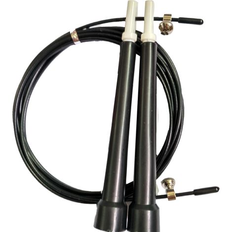 Corde à sauter - Câble en acier inoxydable multi-brin - Revêtement PVC épais - Roulements doubles en acier inoxydable - Pour intérieur et extérieur - 1 pièce (1/5)