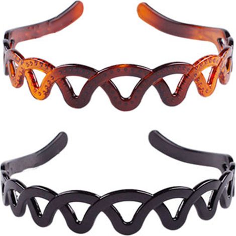 Peigne À Dents De Requin - Bandeau Pour Cheveux En Plastique Noir - Pour Femme Et Fille - Convient Cheveux Bouclés Ou Lisses - Lot De 2 (1/5)