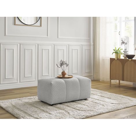 BOBOCHIC - Pouf ROXELANE tissu bouclette Gris clair (1/5)