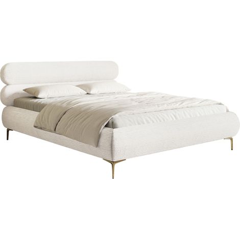 Selsey Roule Cord – Polsterbett 180x200 mit Bettkasten, Cordstoff und goldfarbenen Füßen, Creme