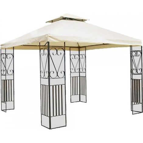 Gazebo da Giardino in Acciaio 3x3m Bauer Ecrù (1/2)