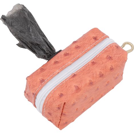 Distributeur de sacs à déjections canines à fermeture éclair, pratique et facile à utiliser, pour animaux de compagnie en extérieur, couleur orange. (1/5)