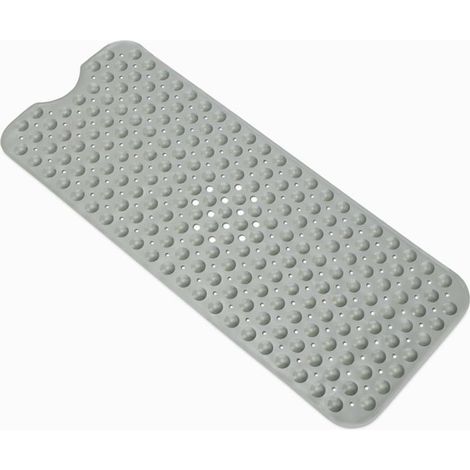 Tapis de bain antidérapant avec ventouses pour baignoire et douche, 40" x 16", gris (1/5)