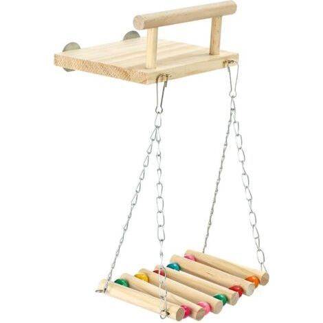 Perchoirs pour oiseaux, plate-forme en bois pour perroquet, supports d'exercice avec balançoire en bois, grande roue à mâcher pour perruches, conures, calopsittes perruches, colibris (style C (1/5)