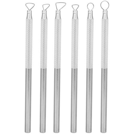 6 Pièces Accessoires de Sculpture en Alliage D'aluminium Gravure Sculpture Grattoir Argile Poterie Ensemble D'outils avec Poignée, pour Boue, Grattage D'argile, Gaufrage, (1/4)