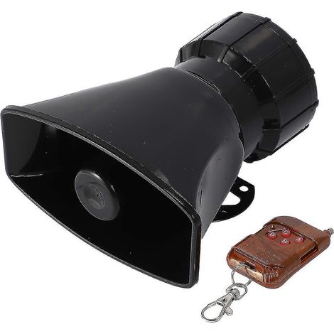 Bocina de alarma de advertencia para coche de 12 V y 100 W con 7 sonidos y control remoto inalámbrico (1/5)