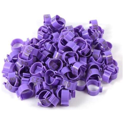 100 pièces/sac 8mm 001-100 anneaux de pied d'oie de canard de poulet en plastique numérotés (violet) (1/5)