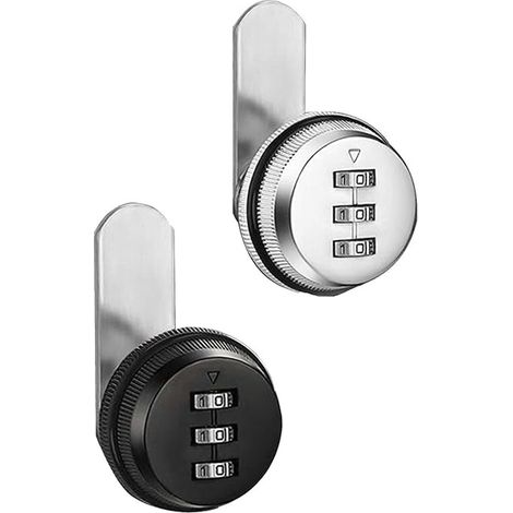 2PCS Serrure Boite Aux Lettres, à Code 3 Chiffres, Placard, Porte Intérieure Argent Et Noir, Meuble, Code pour Barillet Tiroir (1/5)