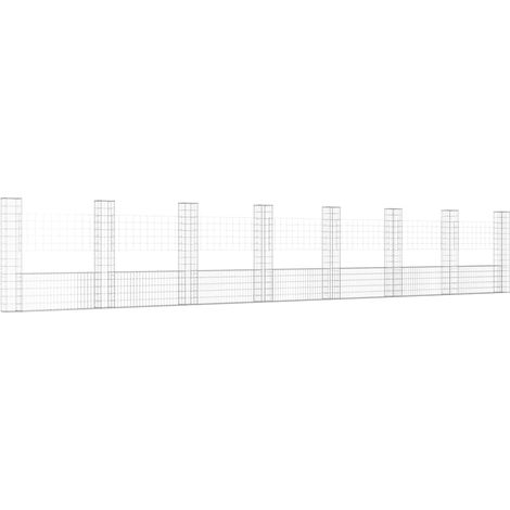 Gabionenkorb U-Form mit 8 Säulen Eisen 860x20x150 cm vidaXL