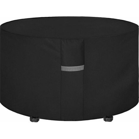 Garden Table Cover with Air Vent, Waterproof, Windproof, Anti-UV, Heavy Duty Rip Proof 210D Oxford Fabric Patio Set Cover, Garden Furniture Cover, Round (180 x 90cm) - Black (1/4)