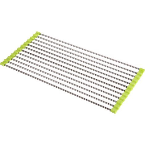 Klappbarer Edelstahlgrill, 15 Stäbe, 37 x 28 cm, grün, mit ausziehbarer Abtropffläche (EU-Designpatent) (1/5)