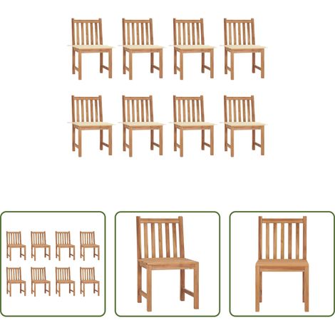 Meuble de jardin en teck -  Chaises de jardin lot de 8 avec coussins Bois de teck massif (1/5)