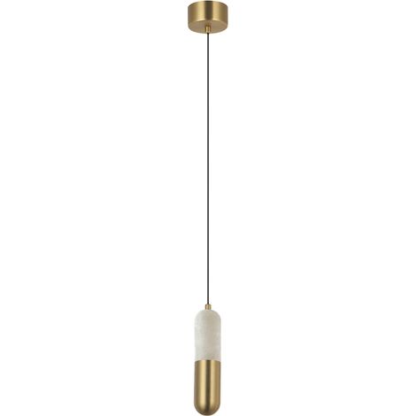 Suspension Luminaire LED D50 7W IRC90 Variable Albâtre Blanc et Laiton ZAMBELIS 2545 - Blanc chaud - 3000K