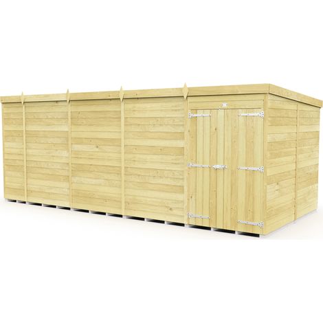 17 x 8 Feet Pent Shed - Double Door Without Windows - Wood - L231 x W492 x H201 cm