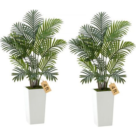 Künstliche Areca-Palmen, 1,2 m, 2er-Pack Kunstpalmen, tropische Pflanzen mit weißem Pflanzgefäß, Kunstseidenpflanze im Topf, Kunstbaum für Veranden, Wohnzimmer, Terrassen, Zuhause, Büro (1/5)