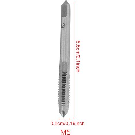 Jeu de 3 tarauds manuels en acier à roulement M3/M4/M5 (M5) (1/5)
