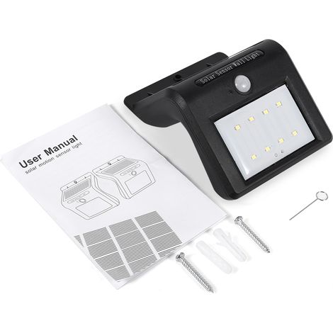 Lampe solaire LED sans fil avec détecteur de mouvement PIR (8 LED) (1/5)