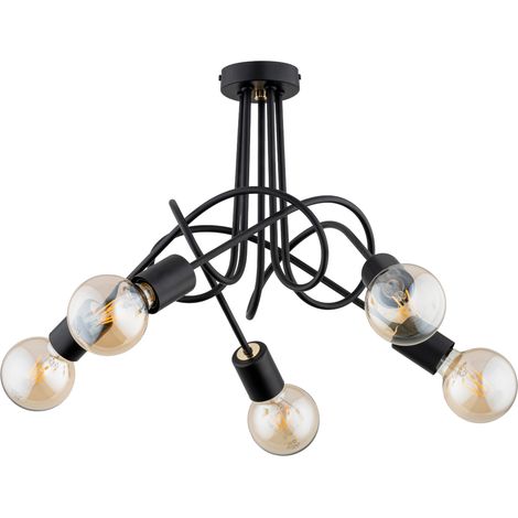 Plafonnier métal noir bras entremêlés 5xE27 TANGO Alfa (1/2)