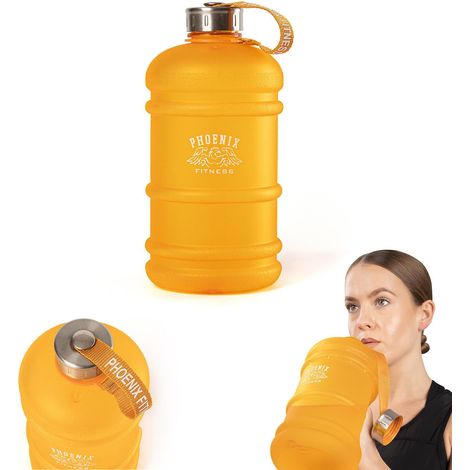 Auslaufsichere Sport-Trinkflasche mit Griff und Tragegurt für Zuhause, Fitnessstudio, Reisen und Outdoor-Aktivitäten: orange, 2 l (1/5)