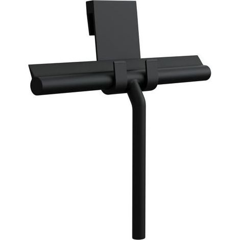 Raclette douche silicone noire avec support 21cm nettoyage vitres carrelage (1/5)