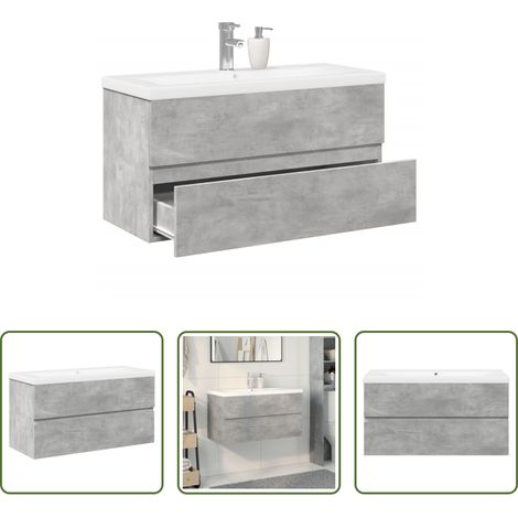 vidaXL Lavabo céramique -  Ensemble de meubles de salle de bain 2 pcs gris béton (1/5)