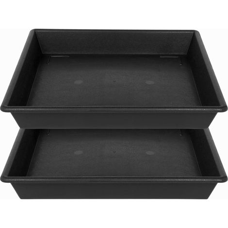 Bandeja de agua cuadrada y gruesa, plato universal para macetas de interior/exterior (opcional), color negro. Juego de 2 unidades. (1/5)