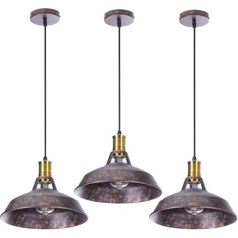 3PCS Suspension Luminaire Rétro En Métal Lampe À Suspension Vintage Plafonnier D'Intérieur Pour Cuisine, Ferme, Couloir (1/5)