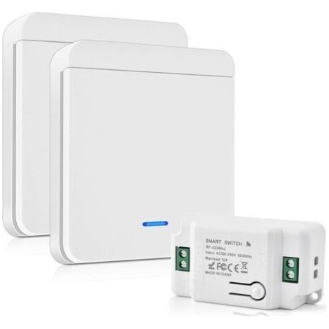 Interrupteur D'éclairage Radio 10A 230V Kit Interrupteur Sans Fil Sans Pile 200-2000W Interrupteur Va Et Vient Sans Fil Sans Câble Interrupteur Sans Fil Exterieur (1/4)