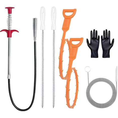 7 Stück Abflussreiniger Spirale Abfluss Rohrreinigung Paket  Abflussreiniger Sticks, Haar Clog Tool für Waschbecken Badewanne Abwasserkanäle (1/5)