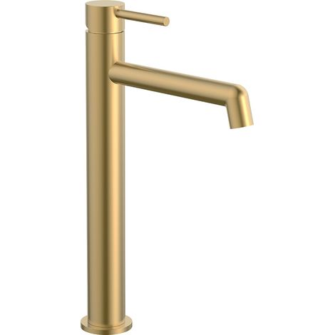 Kibath Grifo de Lavabo Alto monomando OSO acabado ORO cepillado fabricado en latón (1/5)