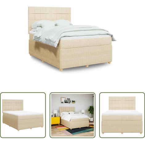 Matelas à ressorts ensachés - Sommier à lattes de lit avec matelas Crème 140x190 cm Tissu (1/5)